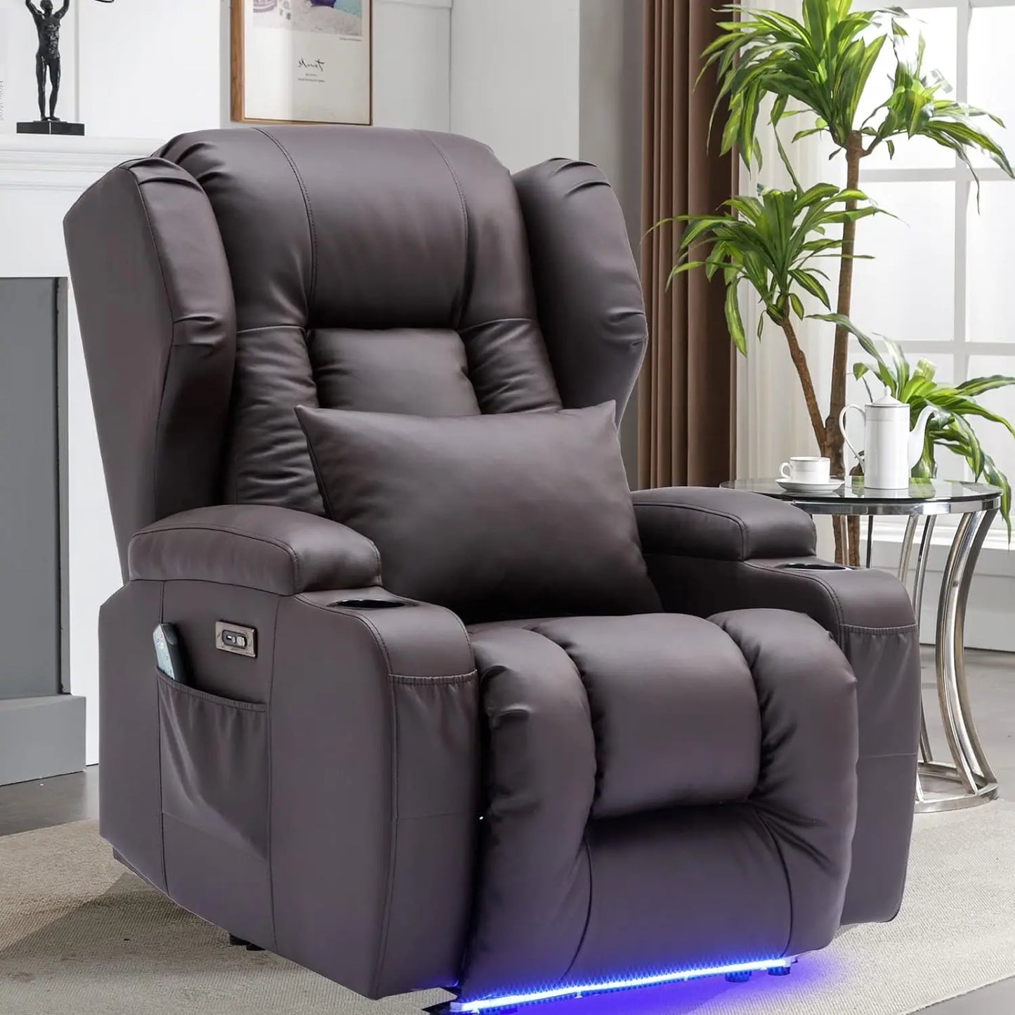 Recliner Chair with Massage&Heating,Sleeper Chair Sofa Electric Recliners Home Theater Seat for Living Room with Remote Control