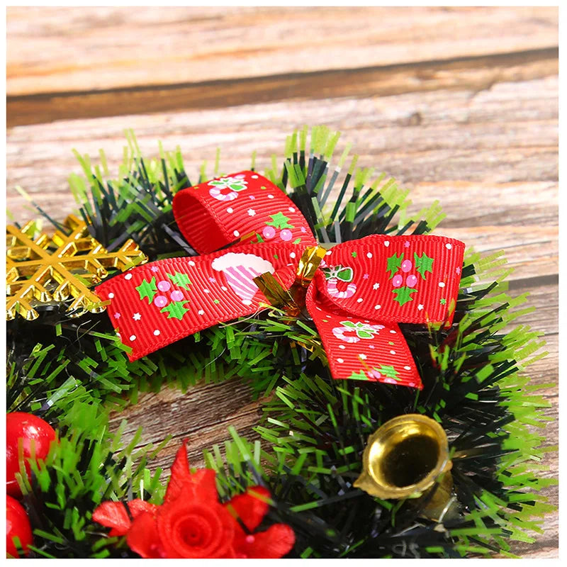 12cm Christmas Decoration Wreath Flower Vine Ring Christmas Tree Pendant Mini Flower Ring Christmas Decor 2024 New Year Decor