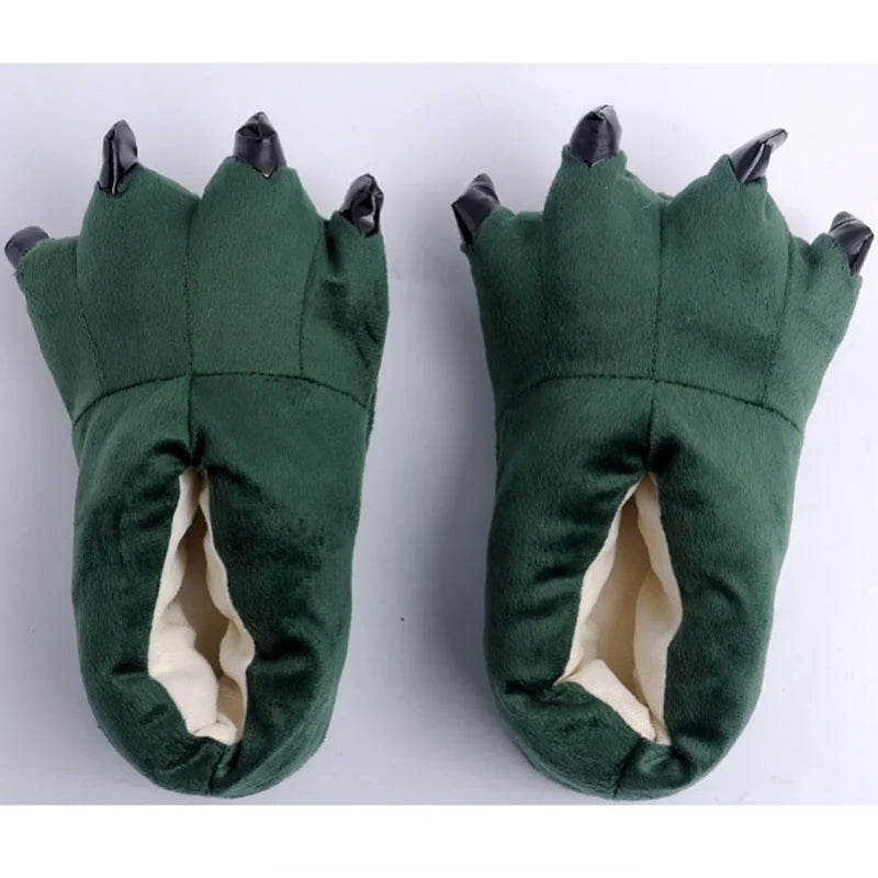 Winter Warm Soft Indoor Floor Slippers Women Men Shoes Paw Funny Animal Christmas Monster Dinosaur Claw Plush Home