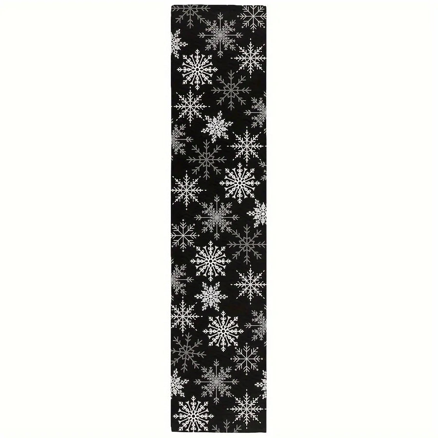 Festive Christmas Snowflake Table Runner Rectangular Kitchen Dining Room Tablecloth Outdoor Use Linen Material