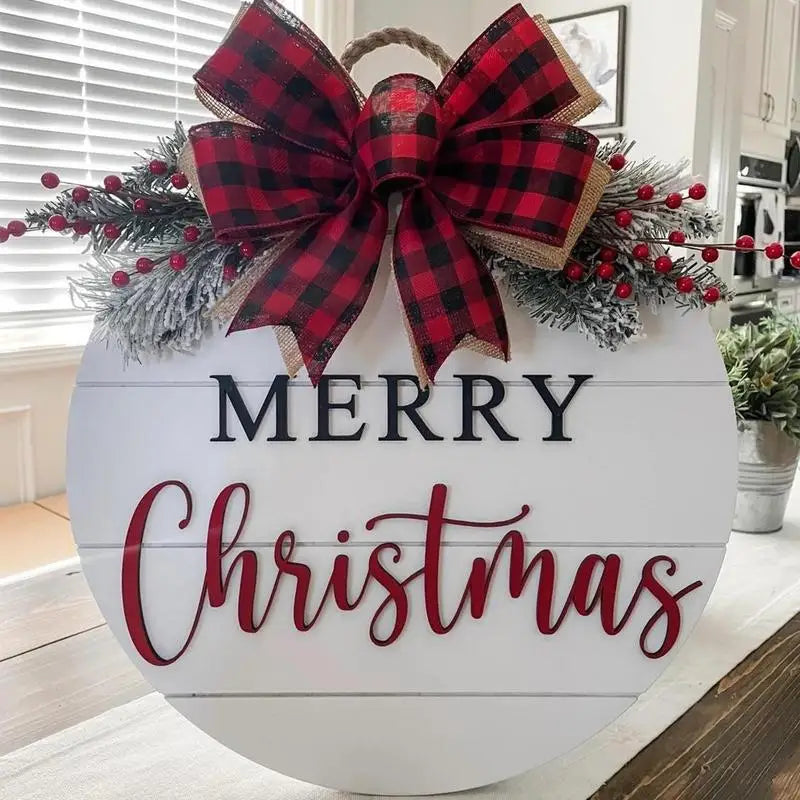 Merry Christmas Wooden Sign Wooden Christmas Front Door Sign Festive Door Signs For Home Durable Christmas Door Sign Christmas