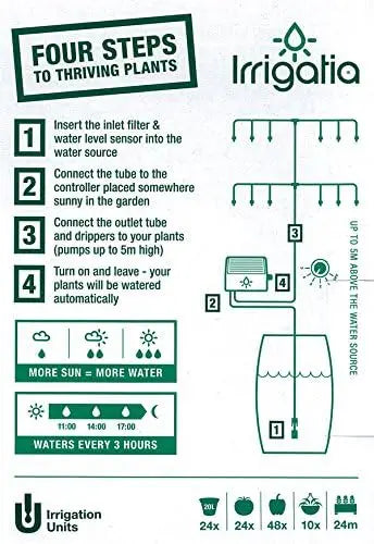 C24 Automatic Watering Irrigation System, Solar Powered Plant Waterer