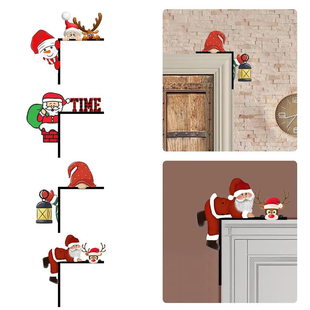 Santa Claus Door Frame Christmas Decoration Snowman Santa Claus Elk Sign For Indoor Outdoor Frame Pendant Holiday Party Decor