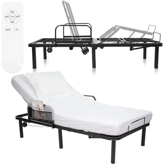 Adjustable Bed Base Frame (Twin) - Electric Heavy Duty Metal Platform Bed Frame with Adjustable Base for Hospital