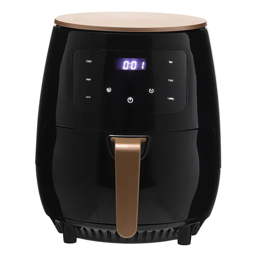 4L Black Electric Air Fryer With Non-Stick Basket LCD Digital Screen High-speed Hot Air Circulation