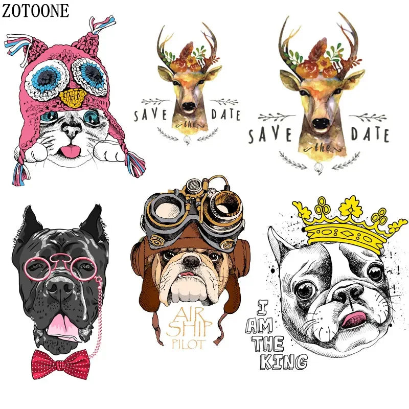 ZOTOONE cartoon animalsPatches for Clothing T-shirt Dresses Bags DIY Decoration A-level Washable Stickers Heat Press Appliqued D