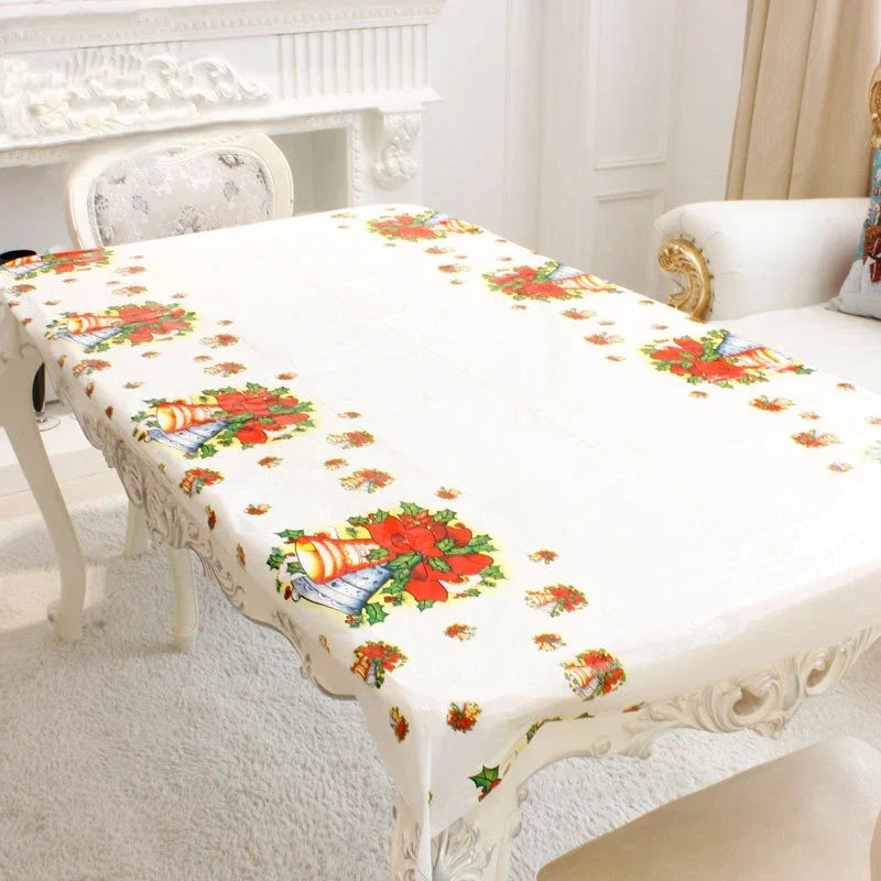 Christmas Rectangular Tablecloth Disposable Printing Cartoon Table Linens PVC Fancy Table Cover 110 x 180 cm New Year Decoration