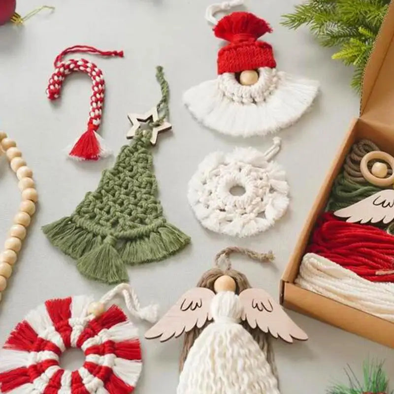 Crochet Kit Christmas Christmas Tree Macrame Kit Holiday Crochet Material Package Handmade Cotton Rope Knitting Kit For Girls