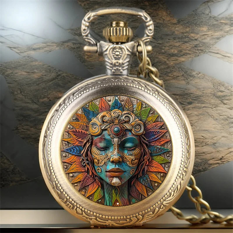 Vintage Pocket Watch Bohemia Cool Elegant Exquisite Clock With Necklace Chain Retro folk-custom Female Ladies Relogio Best Gift