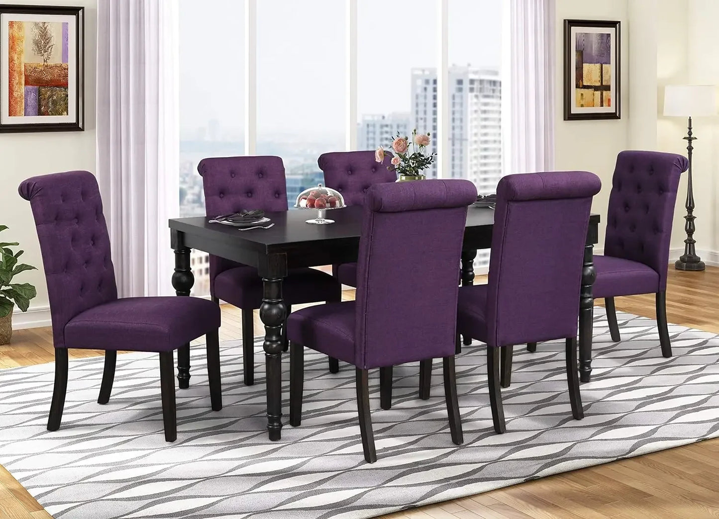 Urban Style Counter Height Dining Set:Table and 6 Chairs,Grey Living room dining table Suitable for breakfast in the living room