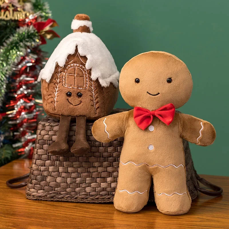 Christmas Ginger Bread Plushie Plush Pillow Stuffed Chocolate Cookie Cabin House Decor Cushion Funny XMas Tree Parsty Decor Doll