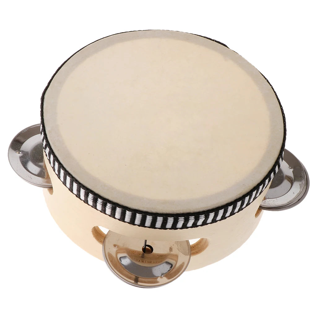 4 Inches Tambourine Kids Wooden Handheld Drum Enlightened Education Instrument Toys Wedding Gifts