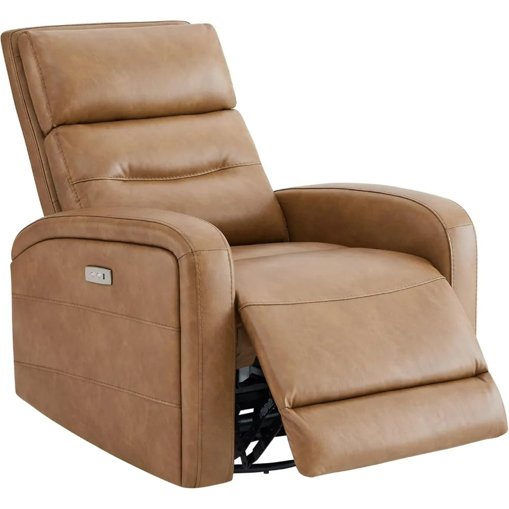 Sofa Power Recliner Swivel Glider Rocker Armchairs Faux Leather in Camel Armchair Recliner Chairs for Adults Living Room Outdoor