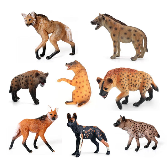 Realistic Plastic Wildlife Hyena,Maned Wolf,African Wild Dog Toy Hand Painted Figurine for Collection Science Educational Prop