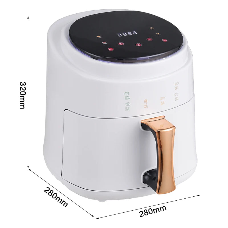 5.5L White Hot Air Fryer Oven with Digital Controls  360-degree Hot Air Circulation for Kitchen