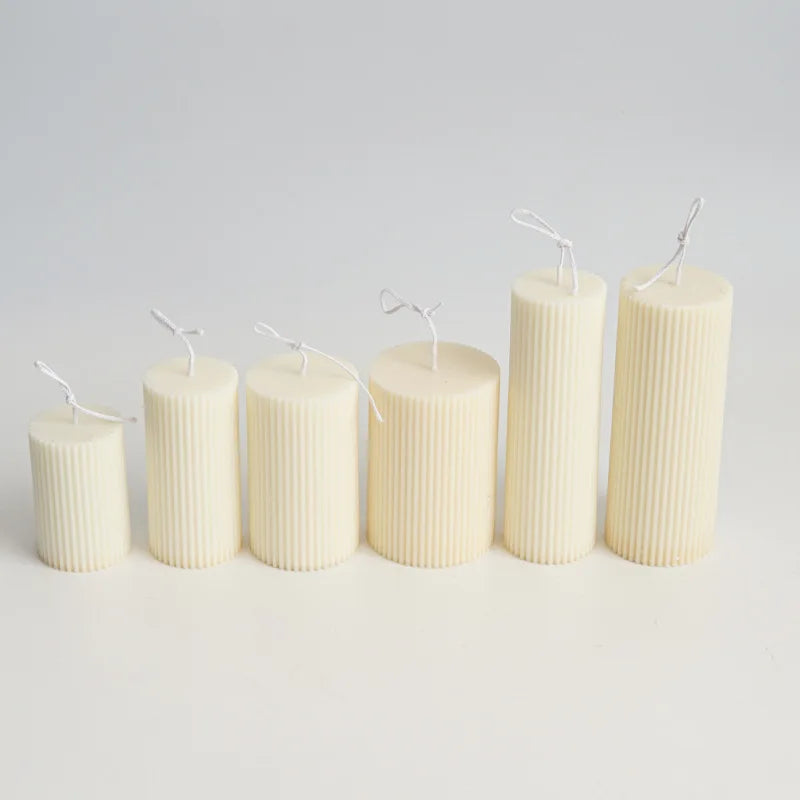 New DIY Pinstripe round Fine Tooth Cylindrical Candle Plastic Mold Striped Candle Pc Acrylic Plastic Mold Candle Making Kit Mold