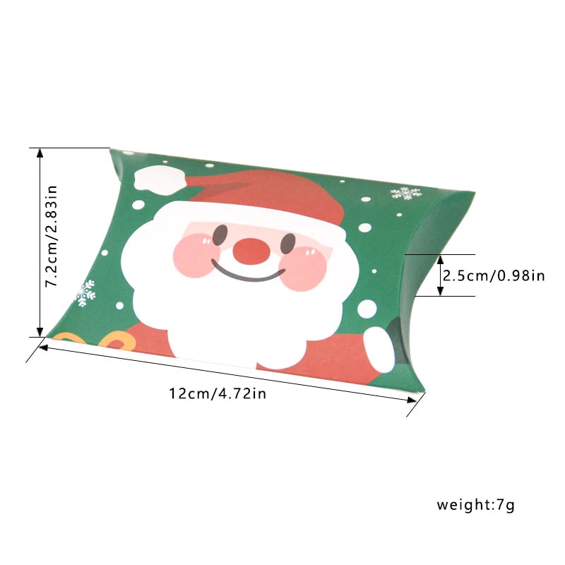 10Pcs Christmas Theme Pillow Gift Box Kraft Paper Creative Xmas Favor Candy Boxes Packaging Gift Bags New Year Party Supplies