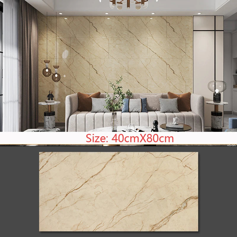 Self Adhesive Marble Wallpaper Waterproof Floor Sticker Bathroom Living Room TV Background Renovation  Wall Ground Decor