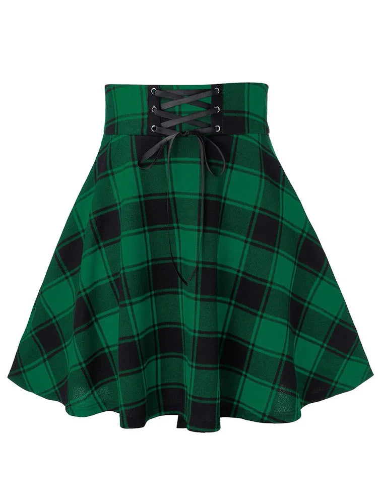 Black Checkered Women's Gothic Skirt Women Pleated Plaid Skirts Spring Autumn Girl Hip Hop Female Punk Goth Mini Skirt Clubwear