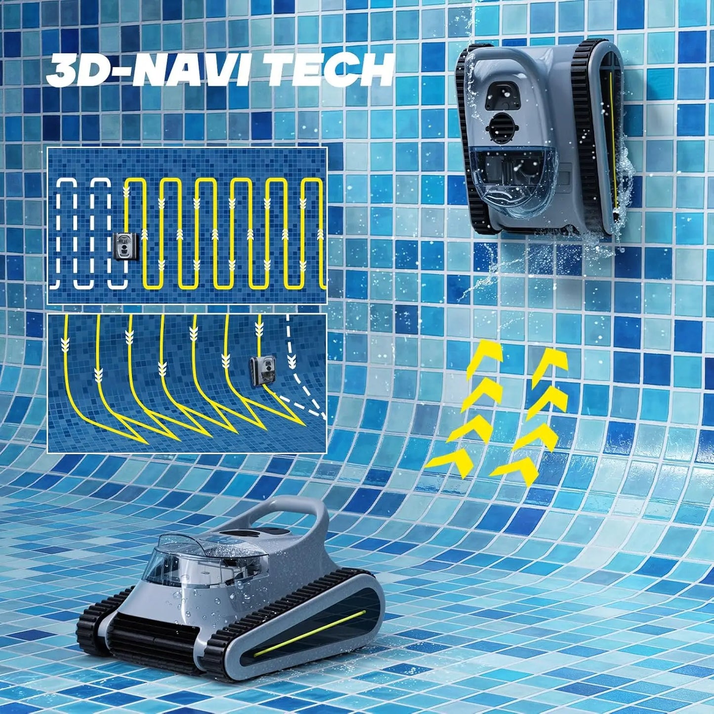 Vacuum, Wall-Climbing Robot, Automatic Pool Cleaner, Suitable for Walls and Floors of 1614 Square Feet Pool (Black)