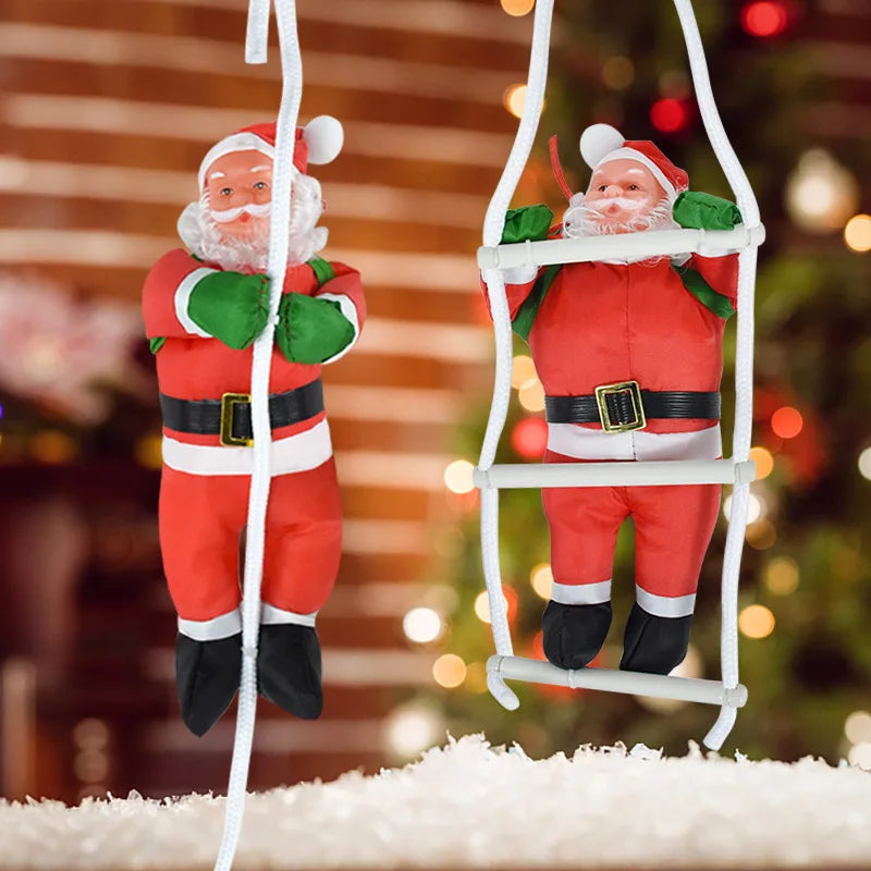 Santa Claus Climbing Ladder Christmas Tree Ornaments Navidad Home Wall Hanging Pendants Climbing Rope Doll Christmas Decorations