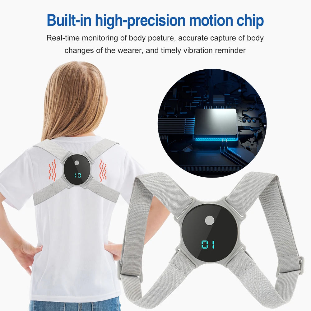 Intelligent Back Posture Corrector LCD Anti-Camel Belt Sitting Posture Belt Back Orthopedic Adjustable Correction Belt Adult Kid