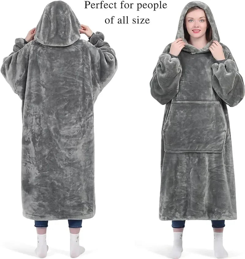 Wearable Blanket Hoodie for Women and Men, Oversized Hooded Blankets Sweatshirt, Cozy and Warm Fleece Blanket with Sleeves