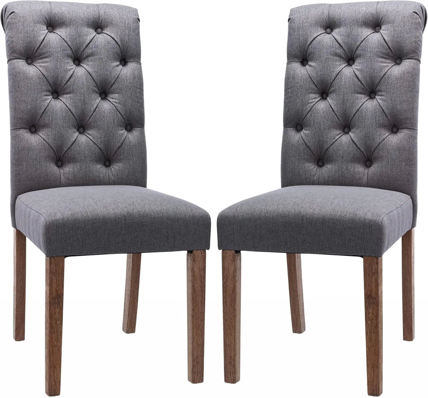 Tufted Dining Room Chairs Set of 2,Upholstered Fabric Side Stylish Kitchen Chairs with Solid Wood Legs and Padded Seat