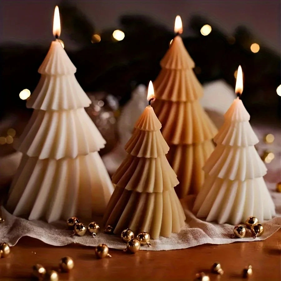 Christmas Tree Candle Silicone Mold DIY Gypsum Cement Christmas Tree Shape Silicone Resin Mold