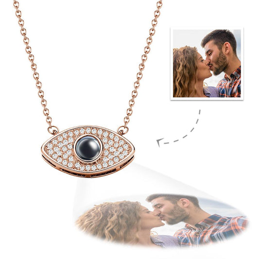 Evil Eye Projection Necklace Custom Photo Necklace