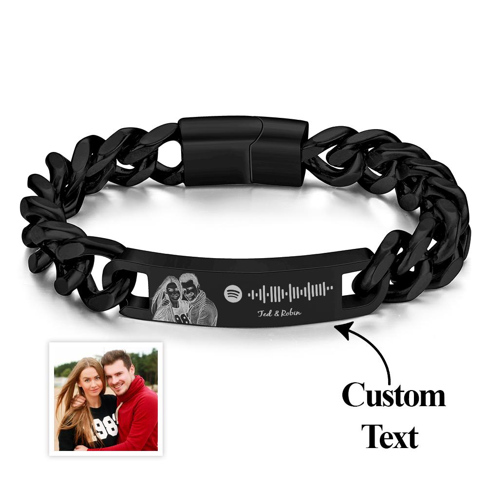 Personalized Spotify Code Bracelet with Your Photo Perfect Anniversary Gift for Him