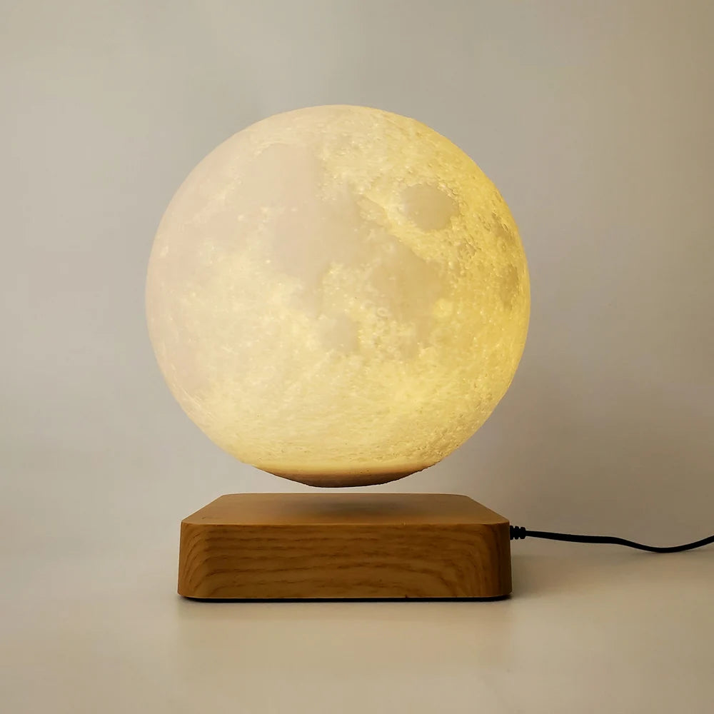 HCNT Magnetic Levitation 18cm Moon Lamp Floating Luna Light Bedroom Night Light Table Lamp for Home Decor and Birthday Gift