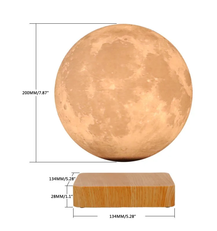 HCNT Magnetic Levitation 18cm Moon Lamp Floating Luna Light Bedroom Night Light Table Lamp for Home Decor and Birthday Gift