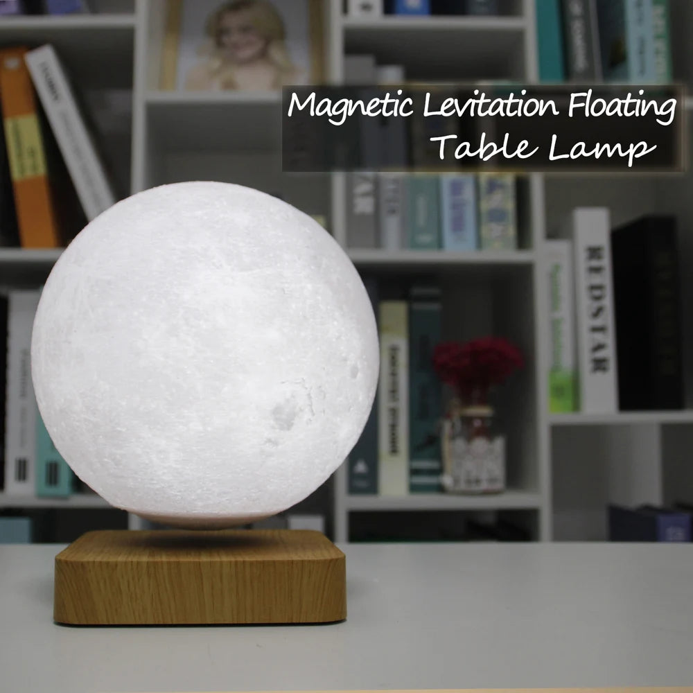 HCNT Magnetic Levitation 18cm Moon Lamp Floating Luna Light Bedroom Night Light Table Lamp for Home Decor and Birthday Gift