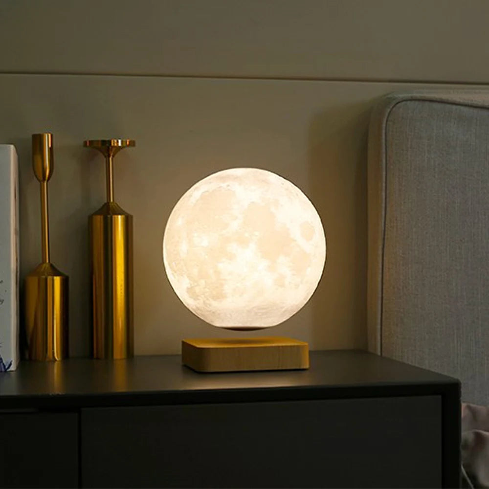 HCNT Magnetic Levitation 18cm Moon Lamp Floating Luna Light Bedroom Night Light Table Lamp for Home Decor and Birthday Gift