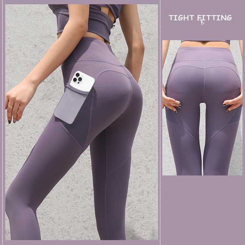 Nahtlose Leggings fürs Fitnessstudio, mit Taschen, Push-Up-Hose mit hoher Taille, Damen, Fitness, Running, Yogahosen, Nahtlose Leggings fürs Fitnessstudio, Sport