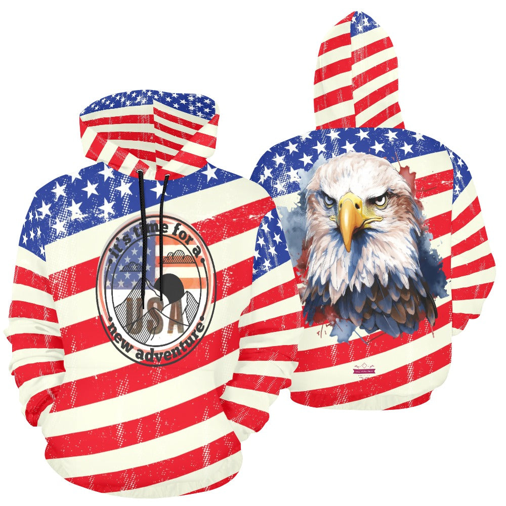 CWS Cozy Hoodie " USA Adventure Eagle" Men's All Over Print Hoodie (USA Size) by Cozy Winter Store