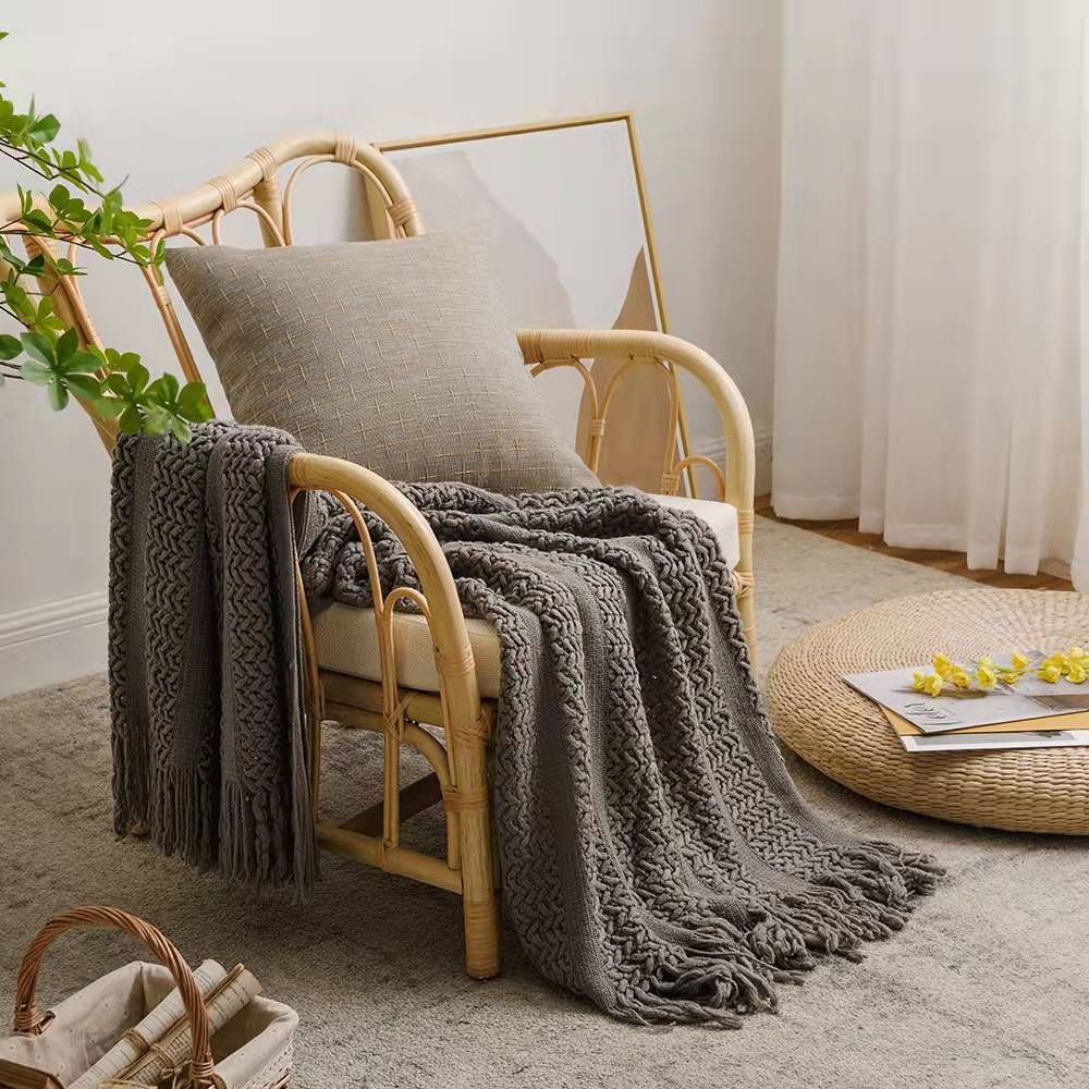 Sofa Blanket Bed Runner Solid Color Office Blanket Knitted Small Blanket Decoration B & B Bed Blanket