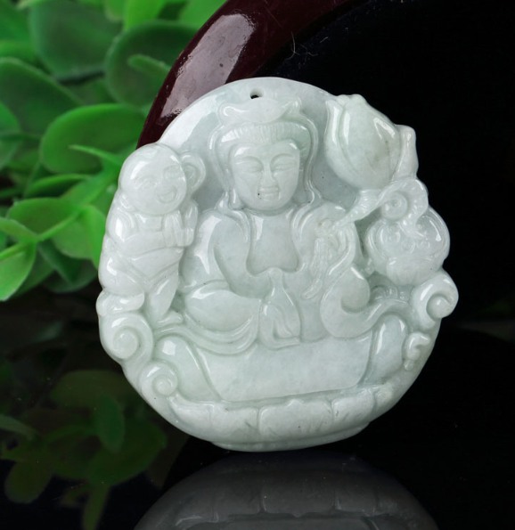 Jade Avalokitesvara Buddha Anhänger Nichts Karte Drachen Karte Landschaft Karte