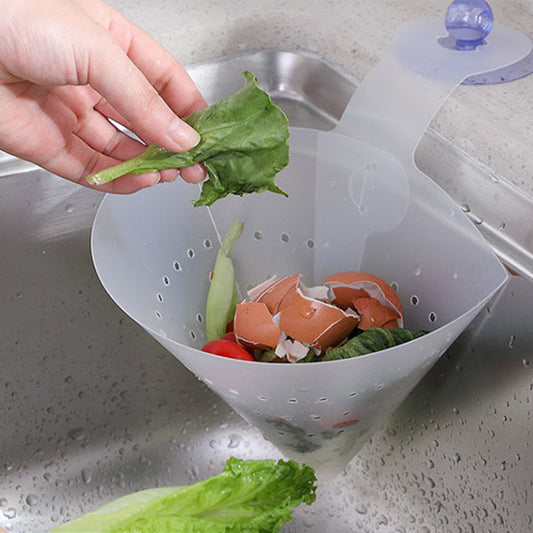 Funnel Drain Basket With Suction Cup Foldable Sink Filter For Kitchen Food Waste Drain Sorting Garbage Soup Separated Device