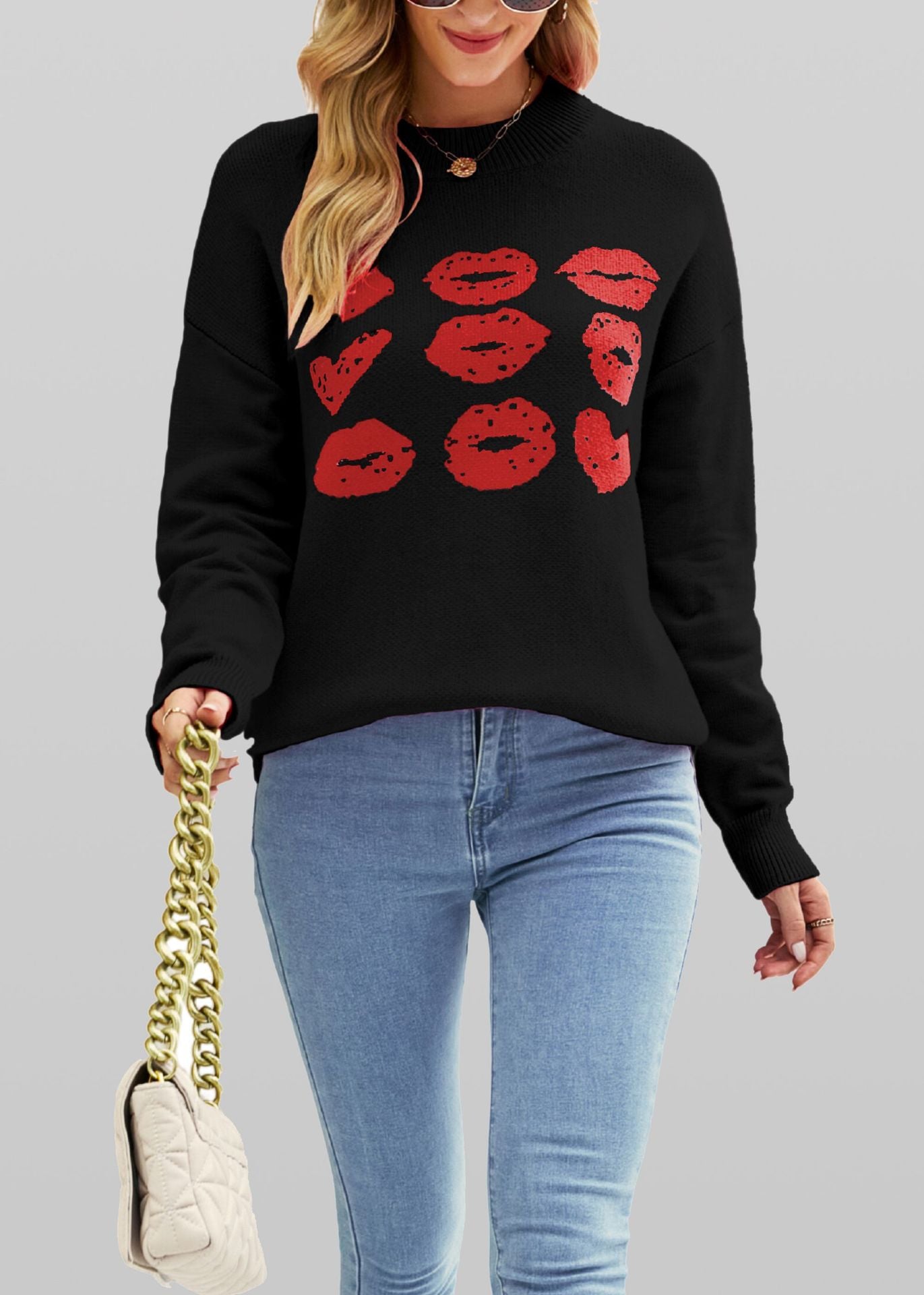 European And American Autumn Winter Love Lips Sweater