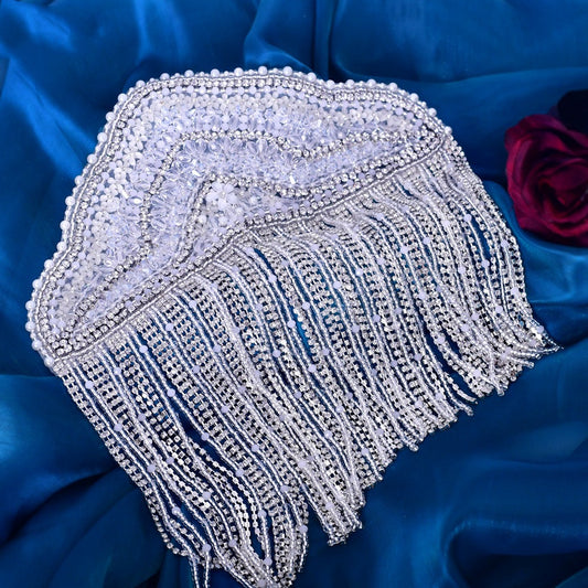 Versatile Crystal Pearl Fringe Shawl