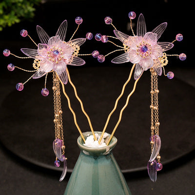 Women's Ancient Style Fairy Gas Plate Flower Hair Accessories Tassel Hairpin