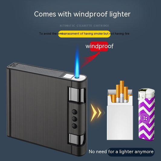 Creative Men's Portable 20 PCs Cigarette Case With Gas Lighters