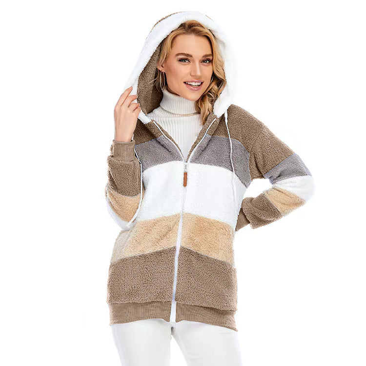 TeddyWarmth: Dicker, warmer Teddymantel für Damen im Winter mit Revers, langen Ärmeln, flauschigem Kunstfell, Knopftaschen und Reißverschluss für einen stylischen und gemütlichen Mantel.