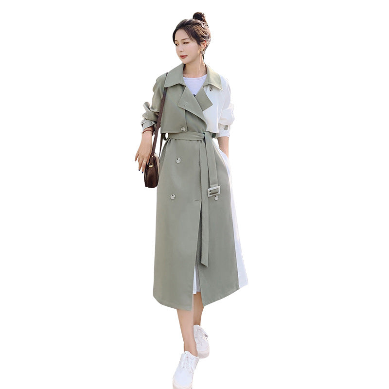 Damen Trenchcoat mit Kontrastmuster, mittellang