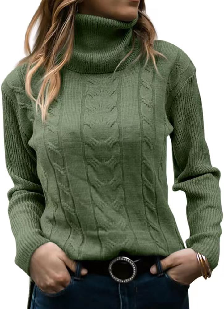 Solid Color Turtleneck Sweater Retro Long Sleeve Sweater