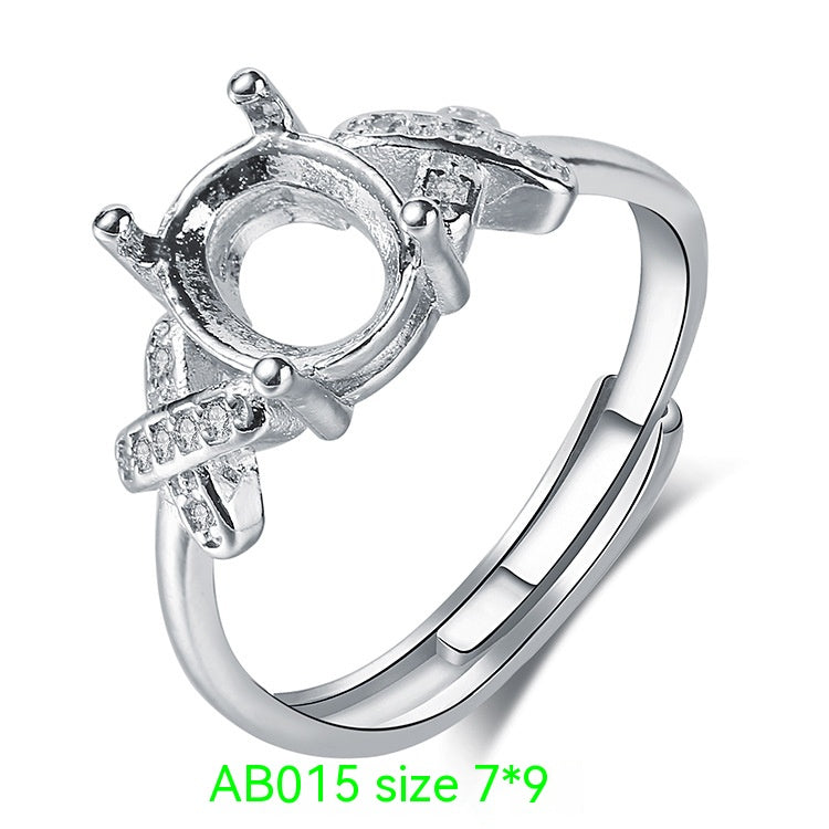 925 Silver Plating 18k Platinum Ring Frame Accessories