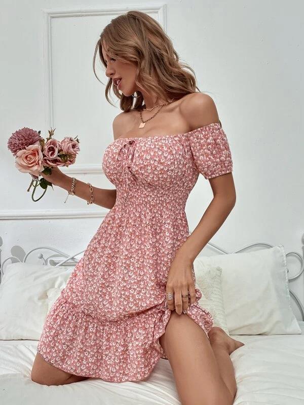 Floral Dress Female Wrapped Breast Temperament Western Gas