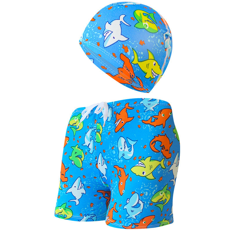 Summer Children's Cute Cartoon Beach Pants Swimming Cap Suit